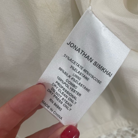 Jonathan Simkhai White Window Pane Lace Bandeau Midi Dress Bridal Wedding - Picture 16 of 16